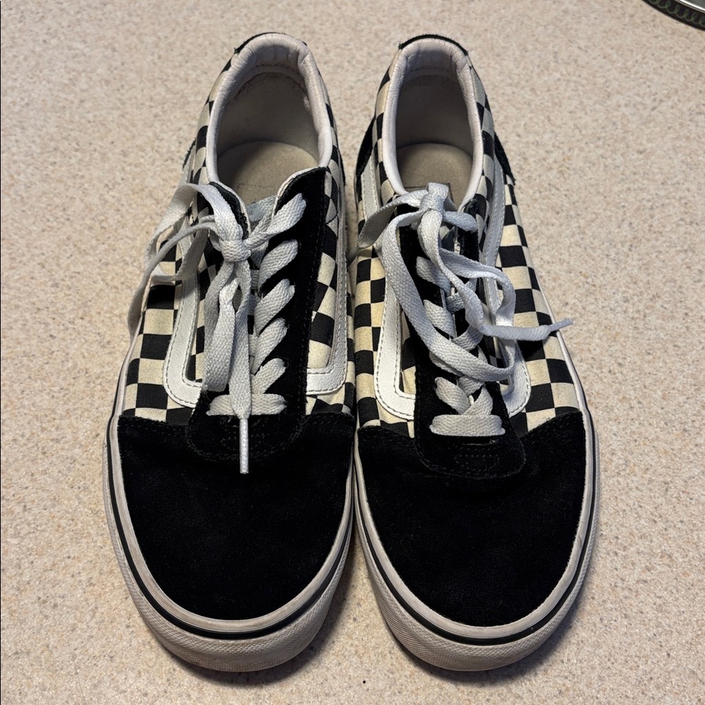Vans Checkerboard Black and White Sneakers Lace Up Size 8.5